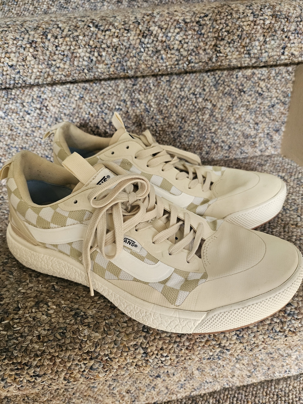 Vans Beige Checkerboard Low-Top Sneakers